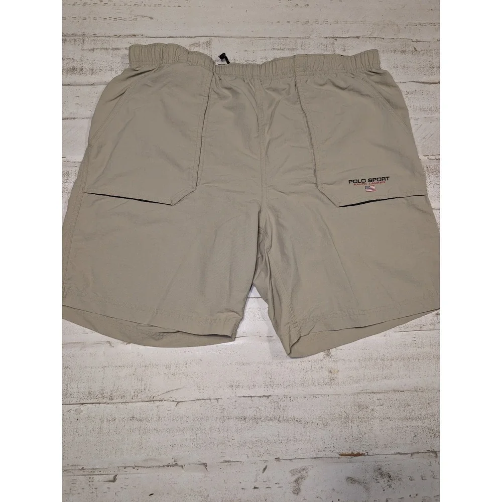 Vintage 90s Mens Ralph Lauren Polo Sport Khaki Cargo Hiking Shorts Size Large XL